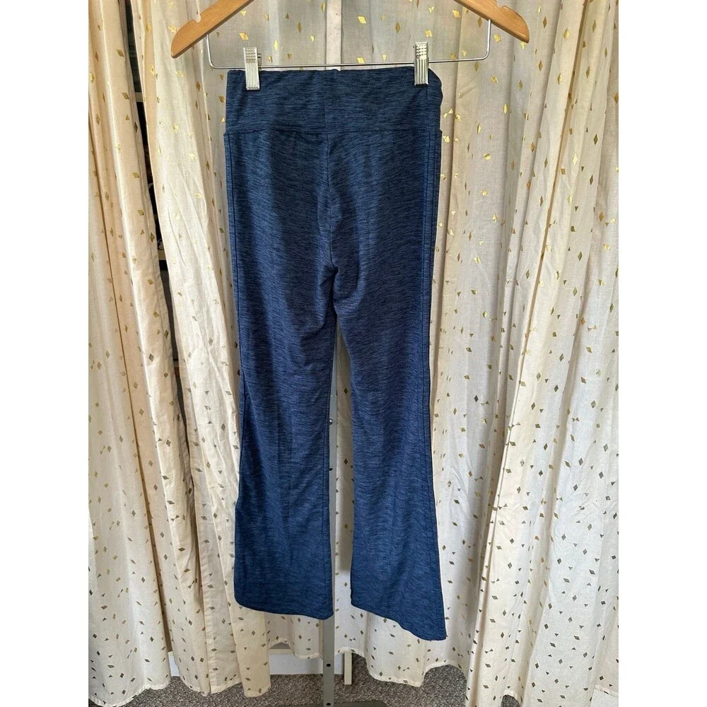 Adidas Girls' Heather Blue Melange Slim Fit Flare Leg Athletic Track Pants 10/12